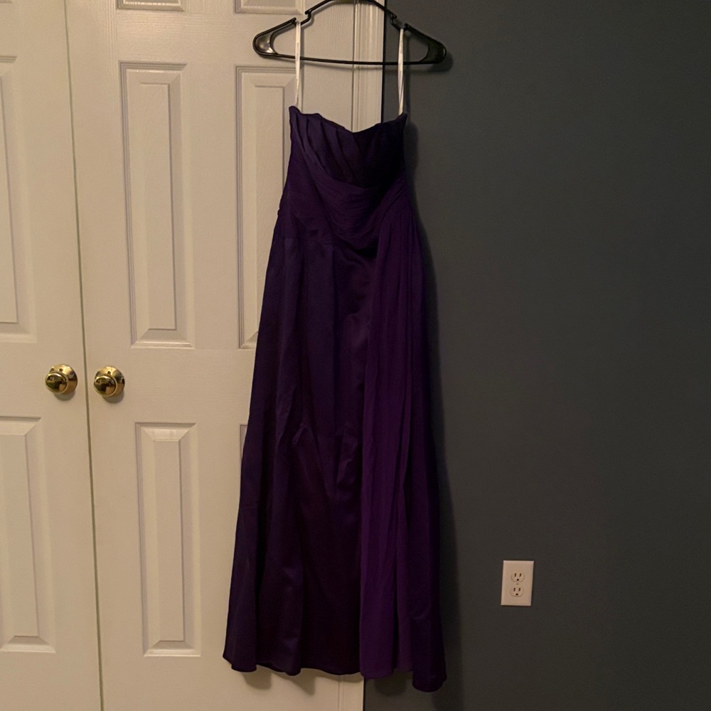 David's Bridal Strapless Purple Gown